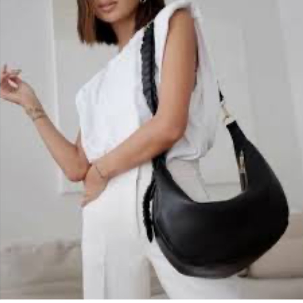 Jules Kae Zola Moon Hobo Shoulder Bag. NWT. Black Vegan Leather. Large #376 - Picture 5 of 13